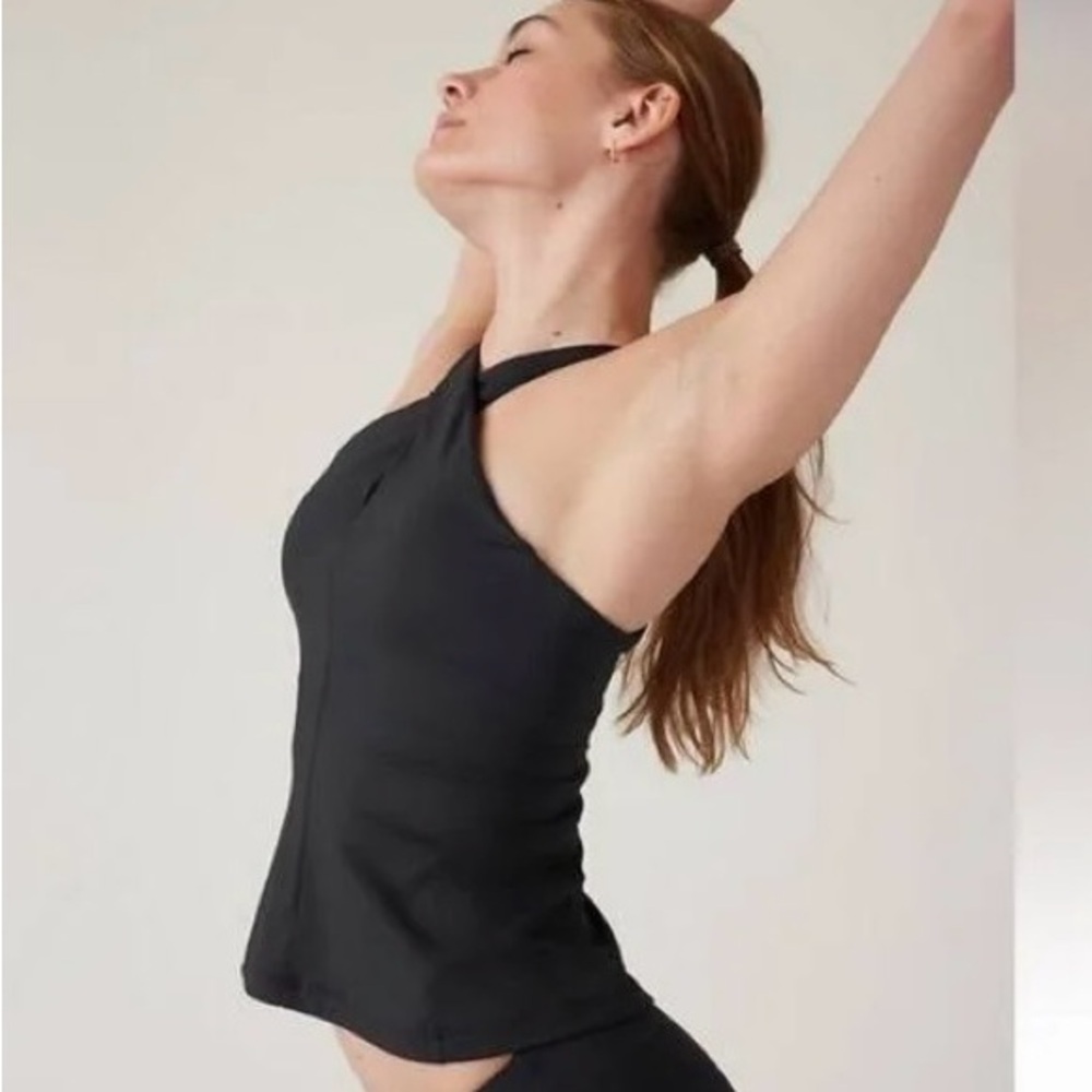 Athleta NWT! Black  Crossed Tankini - size large